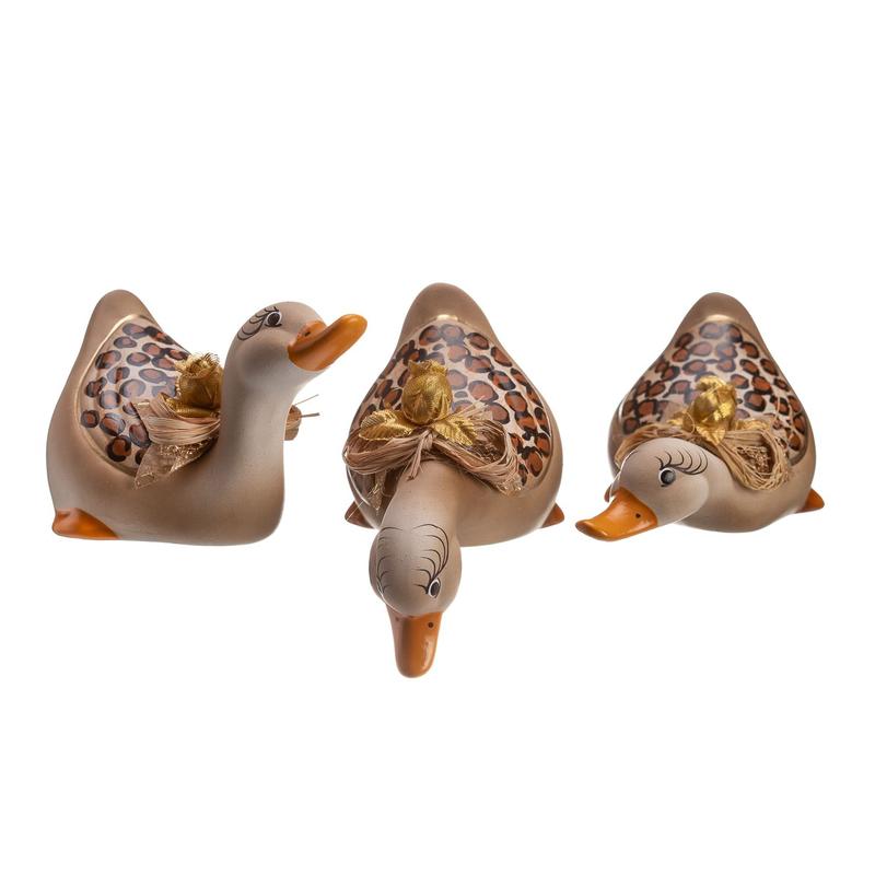 Trio Pato Médio Cerâmica Decoração Casa Enfeite Sala - Maryland